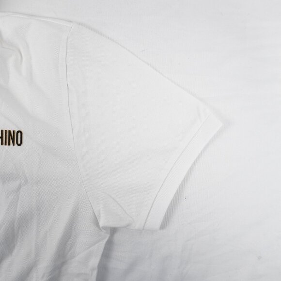 Moschino Logo Polo Shirt In White And Gold Men's Size US 40/EU 50 NWD - Picture 5 of 12